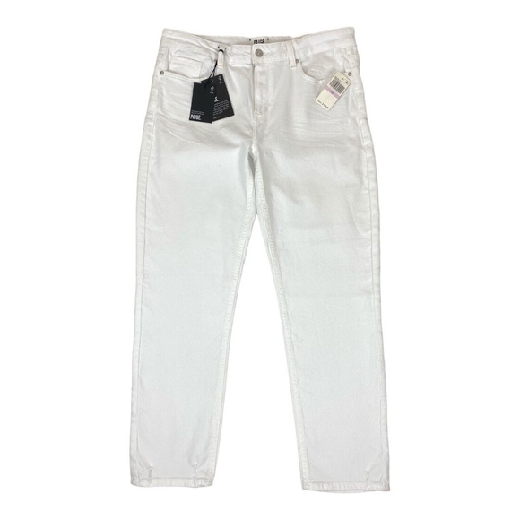 Paige Amber Jeans Crisp White Ankle Straight Mid Rise - Picture 1 of 8